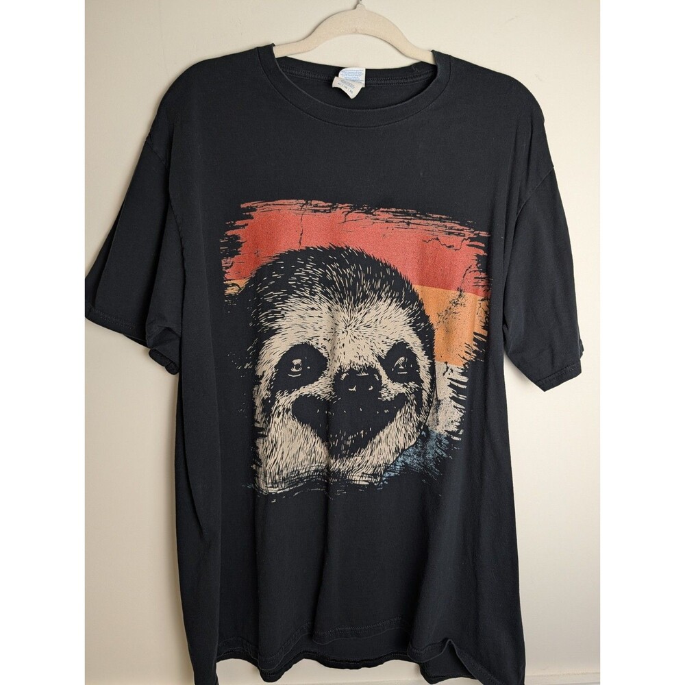 Retro Style Sloth Unisex T Shirt Nature Animal Lover Zookeeper Gift Sz XL